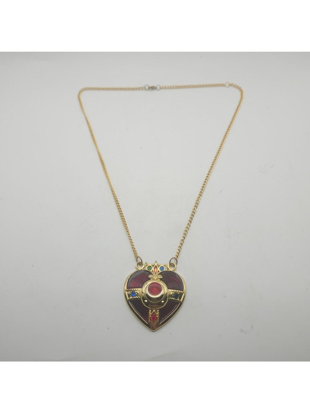 Sailor Moon Cosmic Heart Style Heavy Die Cast Pendant Necklace Gold Tone Anime